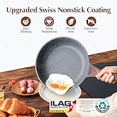 cheap Cooking Utensils-Nonstick Frying Pan Skillet, Granite Coating Omelette Pan, Healthy Stone Cookware Chef&#039;s Pan, PFOA Free