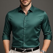 preiswerte Businesshemden für Herren-Herren Hemd Kleidhemd Knopfhemd Einfach Hochzeit Party Schwarz Weiß Rosa Wein Langarm Revers Frühling Herbst Bekleidung