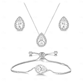 billige Smykkesett-Brudesmykkesett 1 sett zirkon strass øredobber halskjede armbånd dame elegant stilig søtt smykkesett til bryllup spesiell anledning fest aftenantrekk