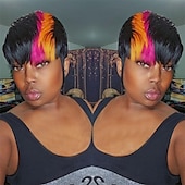 baratos Perucas de Qualidade Superior-peruca pixie cut para mulheres negras peruca sintética peruca pixie com franja perucas curtas para mulheres negras perucas em camadas