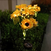cheap Landscape Lights-2 Pcs Outdoor Sunflower Flower Lights Waterproof Solar 6 Heads 53 Led Beads Sunflower Ground Insertion Light Pole Luminous Courtyard Garden Lawn Path Villa Park Landscape Light Wedding Festival