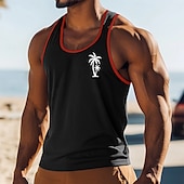 cheap Tank Tops-Men&#039;s Tank Top Vest Undershirt Sleeveless Shirt Sleeveless U Neck Scoop Neck Summer Solid Color Plain Fashion Classic Comfortable Color Block Street Casual Sports Black White Red Top Tee for Men