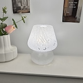 abordables lampe de chevet-Lampe champignon vintage, lampe de chevet en verre avec câble, lampe de table à intensité variable avec ampoule 3 couleurs, lampe de bureau rétro, veilleuse champignon, mini lampe LED pour bureau,