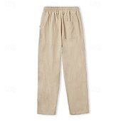 abordables Vacances-Homme Pantalons en Lin Pantalons Pantalon d&#039;été Pantalons de Plage Taille Élastique Cordon de serrage Jambe Droite Uni Confort Respirant Longueur complète Extérieur Quotidien Fête Vacances Style