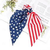 baratos Acessórios de penteados-Elásticos de cabelo com bandeira americana para mulheres e meninas, dia da independência, 4 de julho, elásticos de cabelo, estrela vermelha, branca e azul, laços de cabelo patrióticos, fitas do dia da