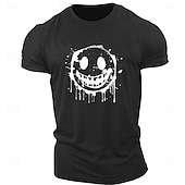 billiga Mäns grafiska t -shirt-Herr Grafiska tryck Rolig Le ansikte T-shirt Grafiska utslagsplatser Bomull Kortärmad Grafisk Skjorta Heather Grey Svart Vit Bekväm t-shirt Utomhus Gata Modedesignerkläder