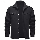preiswerte Herrenjacken &amp; Herrenmäntel-Herren Hemdjacke Überhemden übergangsjacke Täglich Verschleißfest Tasche Sommer Frühling Einfach Klassisch Revers Dunkelgrau Schwarz Gelb Wein Marineblau Jacken