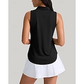 Χαμηλού Κόστους Γυναικείο πουκάμισο-Γυναικεία Μονόχρωμο Πουκάμισο τένις Αμάνικο UPF50+ Γρήγορο Στέγνωμα Τέννις Γκολφ Μπάντμιντον Γιακά με φερμουάρ Μπλουζάκι Μπολύζες Μαύρο Βαθυγάλαζο Πράσινο Ρούχα τένις