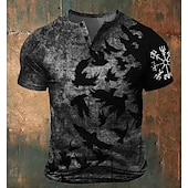 preiswerte Geist&amp;amp;Totenkopf-Herren Cool Fledermaus Henley Hemd Kurzarm Lässig Lässig Ganzjahres Grau Rot Henley Henley T-Shirt