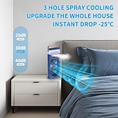 cheap Fans-Portable Dual Head Mist Fan with Humidifier, USB Rechargeable Cooling Fan with 3 Speeds and LED Light for Home Office Travel
