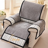 cheap Recliner Chair Cover-1Set/4Pieces Recliner Chair Cover Solid Color Geometric Jacquard Jacquard Polar Fleece Slipcovers