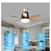 economico Lampadine-1 ventilatore da soffitto con attacco E26/27 e telecomando, con luci e prolunga per presa, lampadina a 3 velocità, ventilatore da soffitto con 6 pale per camera da letto, cucina, garage, effetto legno.