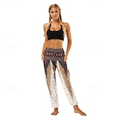 abordables Fondos-Retro Antiguo Boho Años 70 Pantalones Harem Pantalones de yoga Hippie Cintura elástica Pavo real Plumas Mujer Víspera de Todos los Santos Carnaval vacaciones en la playa Fiesta temática retro Festival
