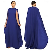 economico Matrimonio Informale / Di Giorno-Abiti A-Line Quinceanera elegante abito formale matrimonio lunghezza al pavimento maniche lunghe scollo alto chiffon con pieghe