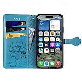 お買い得  iPhone用ケース-電話 ケース 用途 Apple AirTag iPhone 16 Pro Max プラス iPhone 15 14 Pro Max Plus iPhone 14 13 12 Pro Max Plus ウォレットカードケース フリップカバー リストストラップ付き 耐衝撃 猫 犬 TPU PUレザー