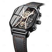 preiswerte Quarz-Uhren-Mode für Männer Armbanduhren Luxus Chronograph leuchtend wasserdicht Datum Mann Uhr quadratisches Zifferblatt Leder Quarz Herrenuhren