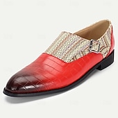 billiga Uttalande Skor-Herr Monk skor Promenad Affär Ledigt PU Läder Vävd nylon Andningsfunktion Bekväm Halksäker Loafers Röd Sommar Vår