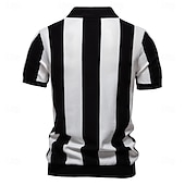 economico Polo Elite da Uomo-Per uomo Polo Maglione polo lavorato a maglia Formale Lavoro Collo ripiegato Manica Corta Confortevole Stile Vecchio Denaro A righe Strisce verticali Stripe-Trim Righe Primavera Nero Giallo Blu marino