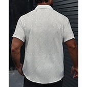 preiswerte Herrenhemd zum Knöpfen-Herren Hemd Sommerhemd Freizeithemd Strandhemd Knopfhemd Weiß Kurzarm Einfach Revers Urlaub Hawaiianisch Ausgehöhlt Bekleidung Polyester Mode Lässig Bequem