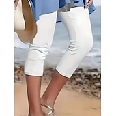  Damskie Spodnie capri Getry Urlop Moda Moda miejska Capris Wysoka talia Jednokolorowe Drukowanie Keep Warm Miękka Oddychający Elastyczny Codzienny Na zewnątrz Urlop Turkusowy Czarny Biały Fuksja Lato
