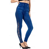 cheap Blue 3D Print-Women&#039;s Leggings Trousers 3D Print Chinos Vacation Vintage Streetwear Full Length High Waist Plain Printing Comfy Soft Comfortable Stretchy Outdoor Street Daily Blue Summer Skinny