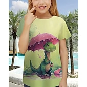 cheap Girl's 3D Animals-Girls' 3D Dinosaur T shirt Tee Short Sleeve Summer Spring Fashion Basic Kids 4-12 Years Crew Neck Outdoor Casual Daily Regular Fit