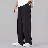 economico Classico-Per uomo Pantaloni di Lino Pantaloni Pantaloni Estivi Pantaloni da Spiaggia Tasca Coulisse Elastico in vita Semplice Comodità Traspirante Vacanza Quotidiano Ferie Hawaiano Boho Nero Bianco