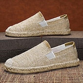 tanie Buty casual slip-on-męskie czarne espadryle wsuwane z podeszwą jutową - casualowe, wygodne obuwie letnie do noszenia na co dzień