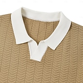 billige Klassisk poloskjorte for menn-Herre Polo Strikk polo Virksomhet Avslappet V-hals Kortermet Formelt Fargeblokk Original Sommer Alle årstider Svart Hvit Kakifarget Militærgrønn Polo