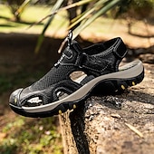 voordelige Buitensandalen-Bruine gesloten heren outdoor wandelsandalen met ademend mesh bovenwerk, gevoerde zool, avontuurlijke stijl voor volwassenen, geschikt voor bergpaden, boswandelingen, zomerkamperen