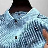 preiswerte Klassisches Poloshirt für Herren-Herren Golfshirt Golf Poloshirts Arbeit Lässig Revers Kurzarm Basic Modern Einfach Knöpfe Jacquard Sommer Normale Passform Schwarz Weiß Marineblau Blau Meerblau Dunkelgray Golfshirt