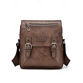 economico Borselli da uomo-Borsa a tracolla da uomo in similpelle – borsa a tracolla vintage con fibbia e tasca con cerniera, elegante e pratica per lavoro, viaggi e uso quotidiano – regalo perfetto per la festa del papà