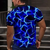 preiswerte Geometrisches Poloshirt für Herren-Herren Grafik Poloshirts Golfshirt Kurzarm Polo-Shirts Hemden mit Kragen Urlaubskleidung Rave-Kleidung Party-Outfits 3D-Druck Knöpfe Frühling &amp; Sommer Blau Orange Grün