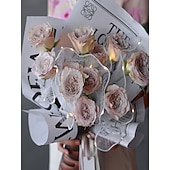 baratos Plantas e Flores Artificiais-Embalagem de presente de flores com luz LED, material de embrulho de gaze ondulada para buquê, caixa de presente de pirulito para casamento, festa, aniversário