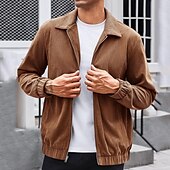 economico Giubbotti e cappotti da uomo-Per uomo Giacca Camicia Giacca di transizione Quotidiano Leggero Tasca Primavera Autunno Semplice Classico Bavero Nero Marrone Verde Beige Grigio Giacca