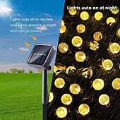 お買い得  太陽光発電-1個 屋外用ソーラーストリングライト 防水 バブルボールライト 12m-100個 LEDビーズ 中庭 庭 芝生 テラス バルコニー ヴィラ ハロウィン クリスマス フェスティバル ウェディングデコレーション ライトストリング 8つの機能