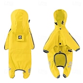 baratos capa de chuva-Capa de chuva para cachorro, capa de chuva impermeável com capuz, capa de chuva refletiva alta para animais de estimação com furo para guia para cães pequenos, médios e grandes