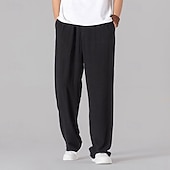 economico Classico-Per uomo Pantaloni di Lino Pantaloni Pantaloni Estivi Pantaloni da Spiaggia Tasca Coulisse Elastico in vita Semplice Comodità Traspirante Vacanza Quotidiano Ferie Hawaiano Boho Nero Bianco
