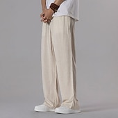 economico Classico-Per uomo Pantaloni di Lino Pantaloni Pantaloni Estivi Pantaloni da Spiaggia Tasca Coulisse Elastico in vita Semplice Comodità Traspirante Vacanza Quotidiano Ferie Hawaiano Boho Nero Bianco