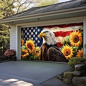 abordables Bannières de Garage et de Porte-Décorations de porte du 4 juillet Couvre-porte de garage Américain Patriote Aigle Bannière extérieure Grand fond pour décorations de garage extérieur à la maison