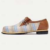 billiga Uttalande Skor-Herr Derby Promenad Affär Ledigt PU Läder Vävd nylon Andningsfunktion Bekväm Halksäker Snörning Brun / Blå Sommar Vår