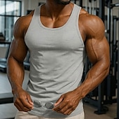 abordables Camisetas sin mangas de gimnasio-Hombre Camiseta sin mangas Top Camisetas Interiores Camisa sin mangas Sin Mangas Cuello redondo Primavera verano Plano Patrón Moda Design Vacaciones Calle Noche Negro Blanco Azul Real Camiseta