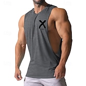 preiswerte Fitness Tank-Tops-Herren Tank Top Weste Unterhemd Ärmelloses Shirt Ärmellos Rundhalsausschnitt Sommer Bedruckt Mode Designer Basic Klassisch Urlaub Straße Ausgehen Schwarz Weiß Rote Top T-Shirt für Herren