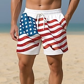  День независимости Муж. 4 июля — 250-летие США Флаг США Патриот Обтягивающие длинные шорты Купальные шорты Пляжные шорты Нормальная Гавайский Праздники