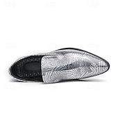 abordables Semi-formel-Chaussures à enfiler pour hommes à imprimé serpent métallisé turquoise - tendance, modernes, parfaites pour les sorties décontractées et les événements avant-gardistes
