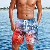 voordelige Vlag Print-Independence Day Voor heren Amerikaanse vlag Vaderlandslievend Vierde juli Lange zwembroeken Zwemshorts Boardshorts Medium Taille Hawaii Feestdagen Zijzakken Mesh voering Elastische tailleband met