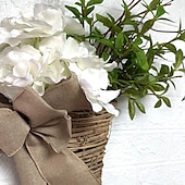 cheap Wreaths &amp; Garlands-Cream Hydrangea Door Hanger Basket Wreath Spring Wreath Floral Artificial Hydrangea and Vine Basket Door Hanging Decoration with Rustic Twigs for Front Door, Porch, Living Room, Cafe