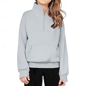 billiga Huvtröjor- och tröjor för flicka-Barn Flickor Tröja Ensfärgat Långärmad Vår Höst Dagligen Polyester Ledigt