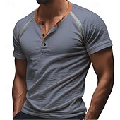 levne Ležérní tričko Henley-Pánské Tričko Tričko Henley Trička Tričko s krátkým rukávem Krátký rukáv Henley Léto Bez vzoru Módní Designové Základní Slátanina Knoflíky Dovolená ulice Jdeme ven Bílá Vodní modrá Trávová zelená Top