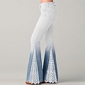 olcso Alsók-Retró Boho 1970-es évek Bell Bottom Pants Bő nadrág Hippi Közepes derekú Jelmez Női Mindszentek napja Farsang Vakáció Hétköznapi zenei fesztivál Felnőttek Nadrágok